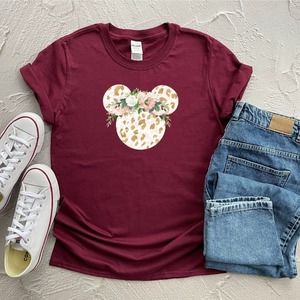 Disney Floral Shirt, Minnie Leopard Shirt ,Disney Shirt, Mickey Shirt